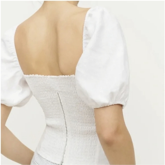 Reformation Rory linen puff sleeve top, Size 6 (NWT) - Picture 3 of 5